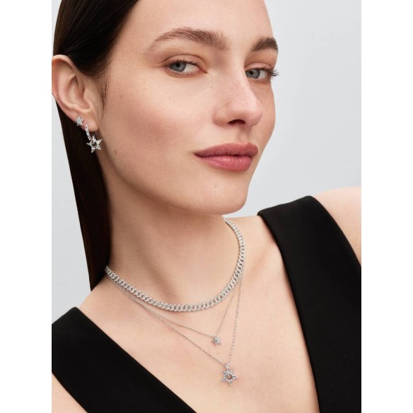 Star sterling silver pendant necklace with clear cubic zirconia