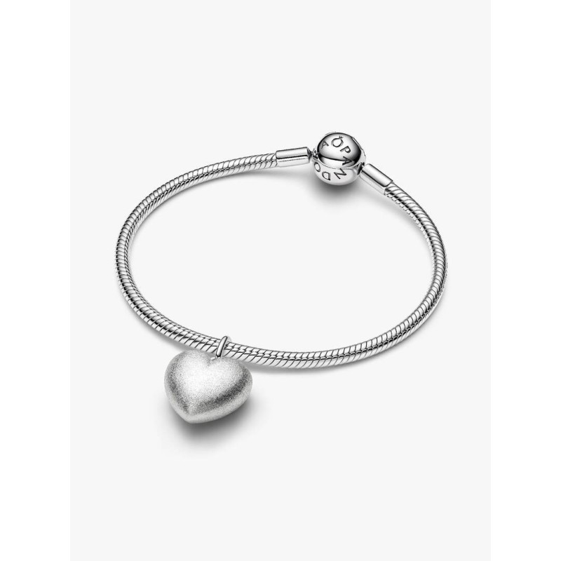 Matte puffy heart platinum-plated dangle