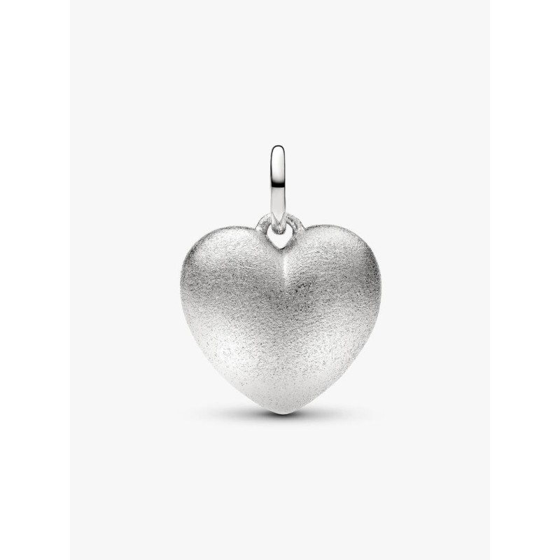 Matte puffy heart platinum-plated dangle
