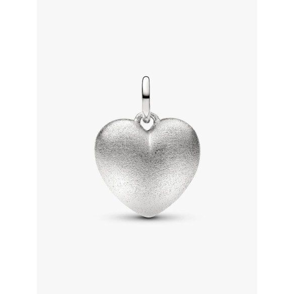 Matte puffy heart platinum-plated dangle