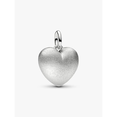 Matte puffy heart platinum-plated dangle