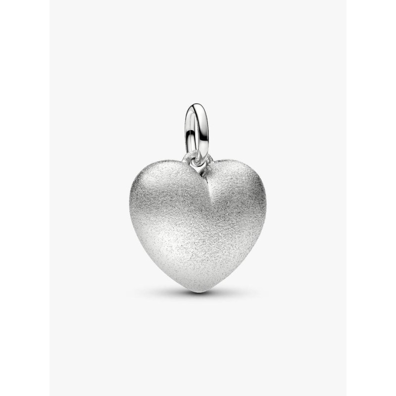 Matte puffy heart platinum-plated dangle