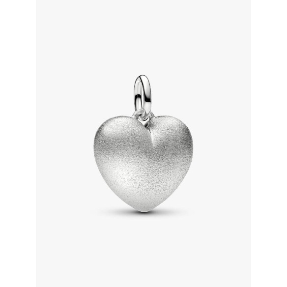 Matte puffy heart platinum-plated dangle