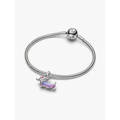 Christmas dachshund platinum-plated dangle with purple lab-created opa 2