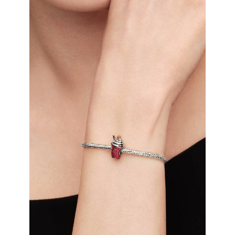 Gingerbread drink sterling silver charm with bioresin man-made mother