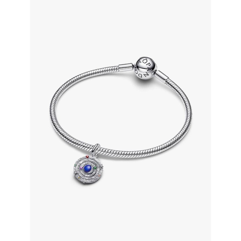 Armillary sphere sterling silver dangle with imitation lapis lazuli, y