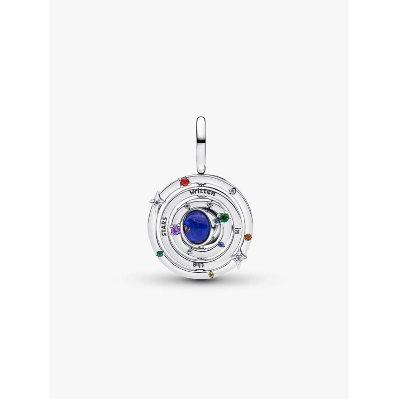 Armillary sphere sterling silver dangle with imitation lapis lazuli, y