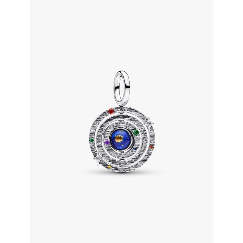 Armillary sphere sterling silver dangle with imitation lapis lazuli, y