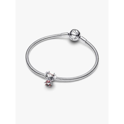 Disney Christmas Stitch sterling silver charm with glittery brown, bla 2