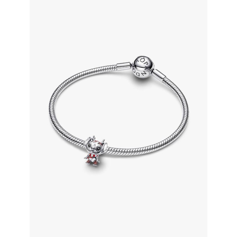 Disney Christmas Stitch sterling silver charm with glittery brown, bla