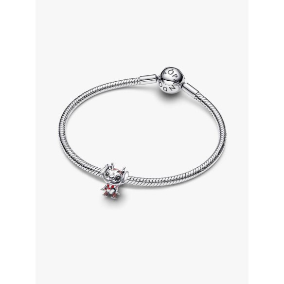 Disney Christmas Stitch sterling silver charm with glittery brown, bla