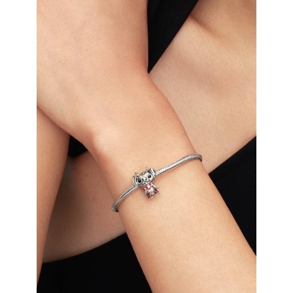 Disney Christmas Stitch sterling silver charm with glittery brown, bla