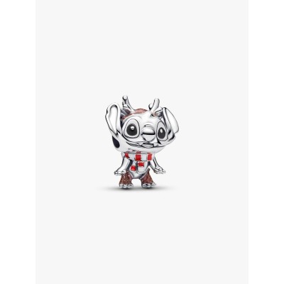 Disney Christmas Stitch sterling silver charm with glittery brown, bla