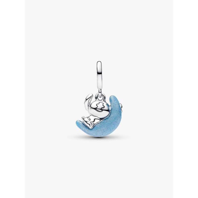 Disney Stitch and moon sterling silver dangle with glow in the dark en