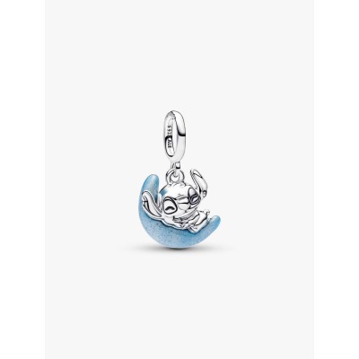 Disney Stitch and moon sterling silver dangle with glow in the dark en
