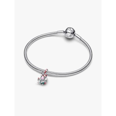 Gnome sterling silver charm with clear cubic zirconia, red, pink and g 2