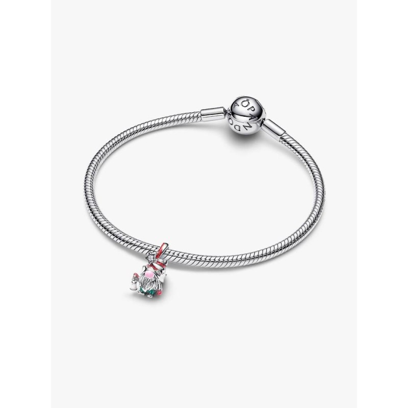 Gnome sterling silver charm with clear cubic zirconia, red, pink and g