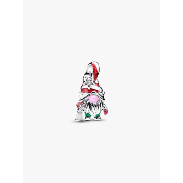 Gnome sterling silver charm with clear cubic zirconia, red, pink and g