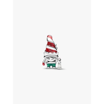 Gnome sterling silver charm with clear cubic zirconia, red, pink and g