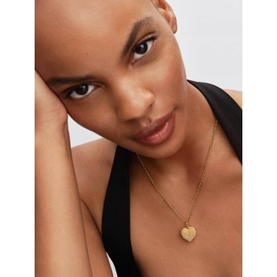 Puffy heart diamond pointed 14k gold-plated dangle 2