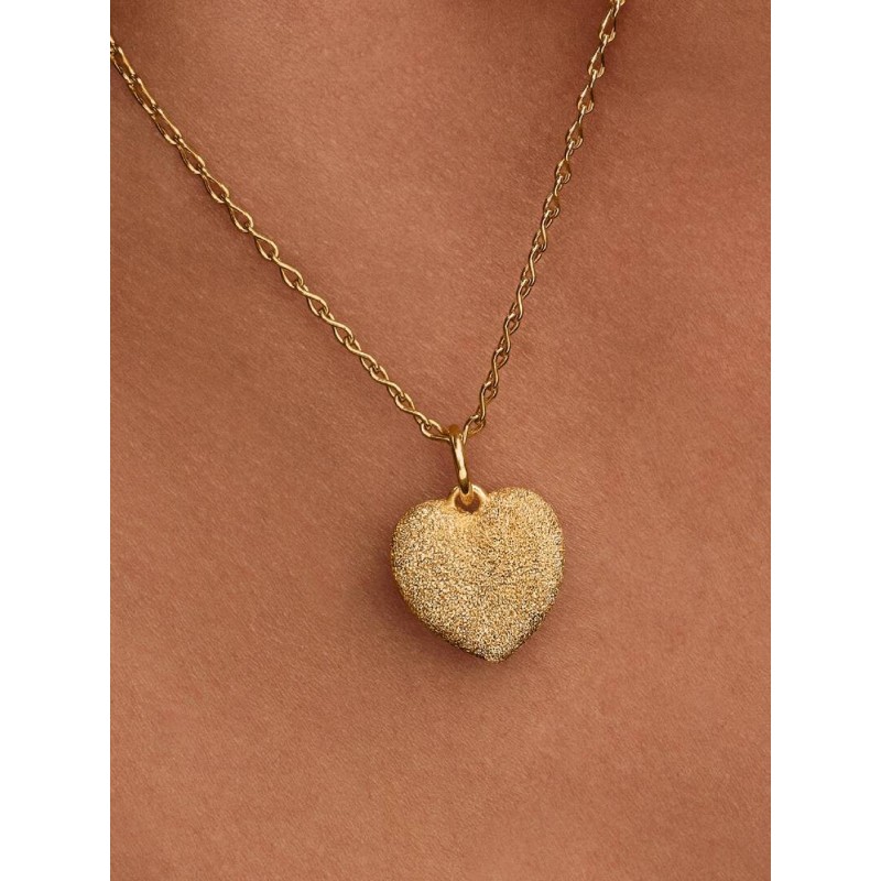 Puffy heart diamond pointed 14k gold-plated dangle