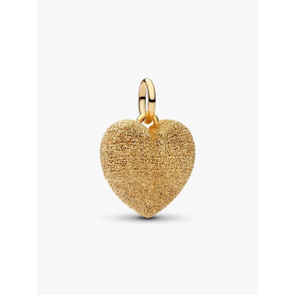 Puffy heart diamond pointed 14k gold-plated dangle