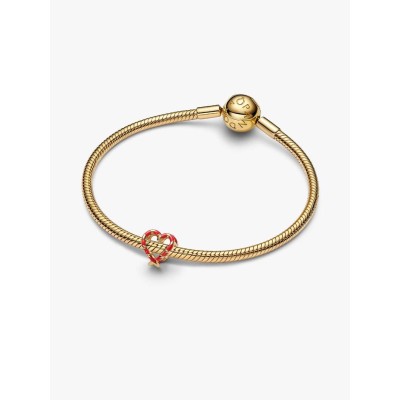 Candy cane heart 14k gold-plated charm with red enamel 2