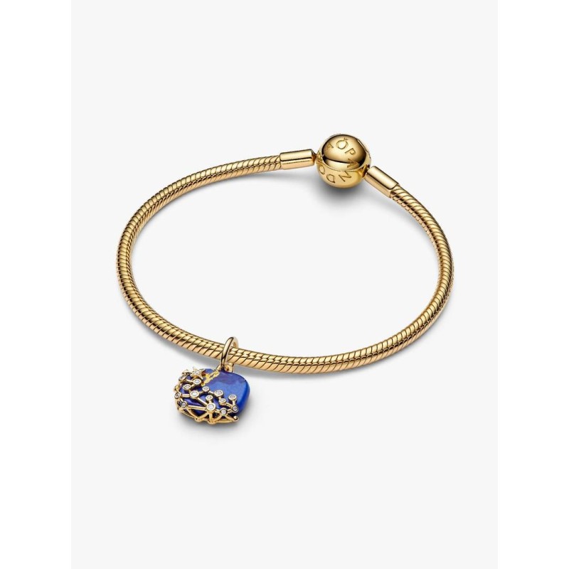 Astra 14k gold-plated dangle with imitation lapis lazuli and clear cub