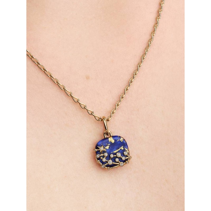 Astra 14k gold-plated dangle with imitation lapis lazuli and clear cub