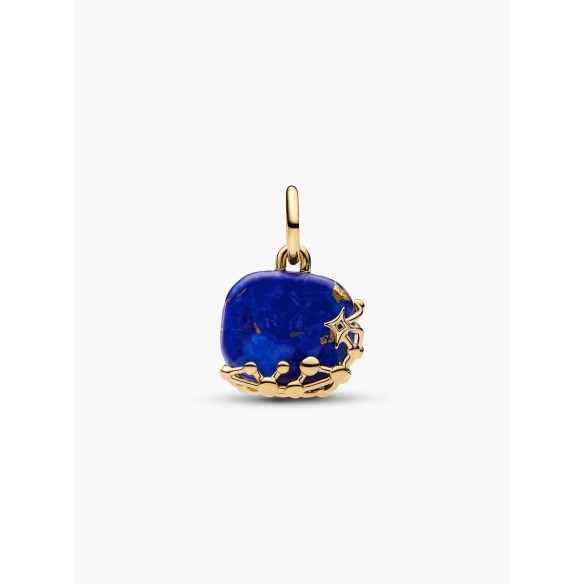 Astra 14k gold-plated dangle with imitation lapis lazuli and clear cub