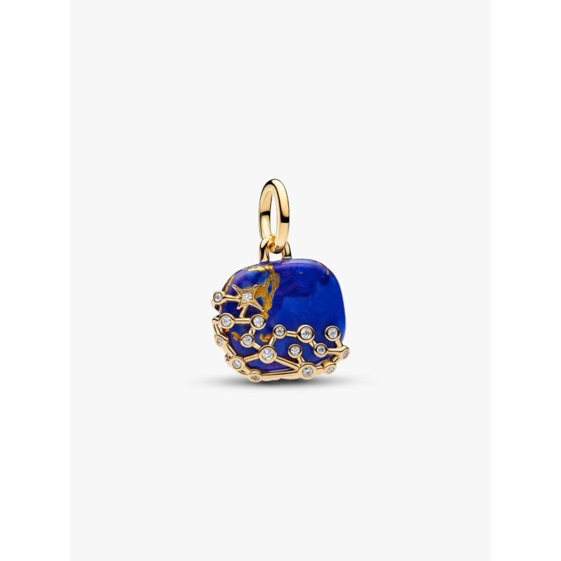 Astra 14k gold-plated dangle with imitation lapis lazuli and clear cub