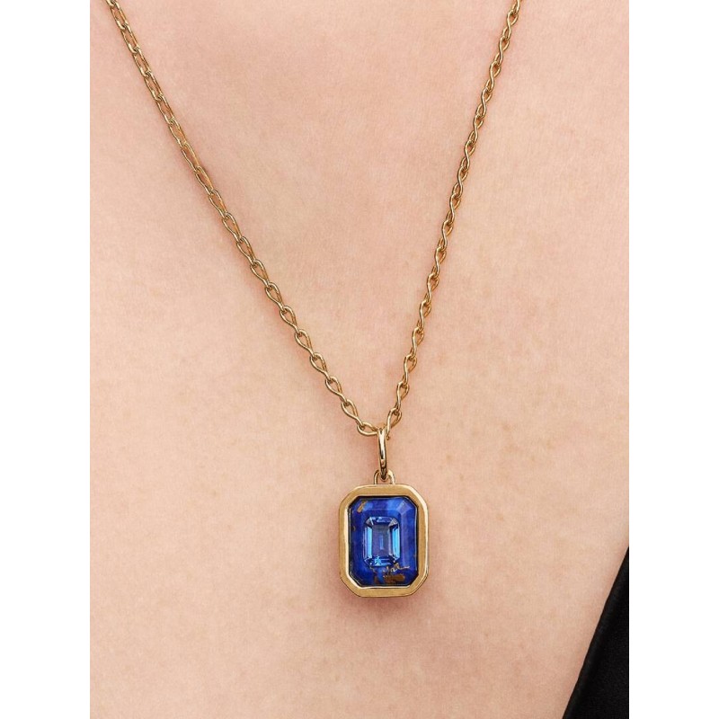 Astra 14k gold-plated dangle with imitation lapis lazuli and clear cub