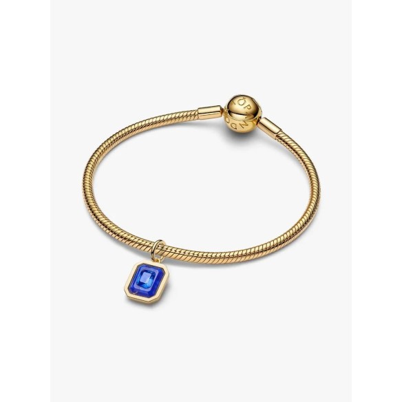 Astra 14k gold-plated dangle with imitation lapis lazuli and clear cub
