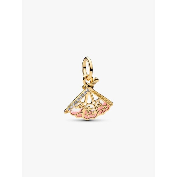 Disney Mulan fan 14k gold-plated dangle with clear cubic zirconia and