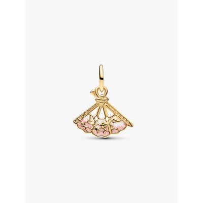 Disney Mulan fan 14k gold-plated dangle with clear cubic zirconia and 2