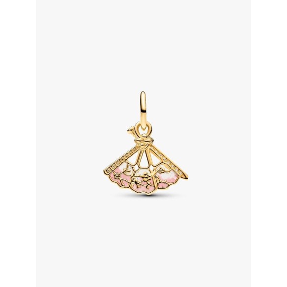 Disney Mulan fan 14k gold-plated dangle with clear cubic zirconia and