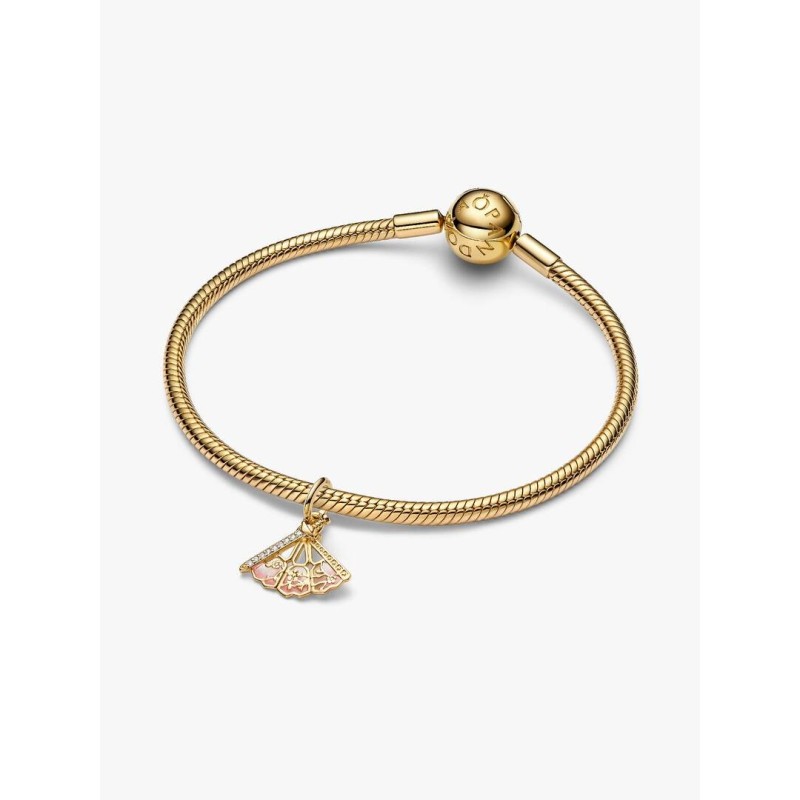 Disney Mulan fan 14k gold-plated dangle with clear cubic zirconia and