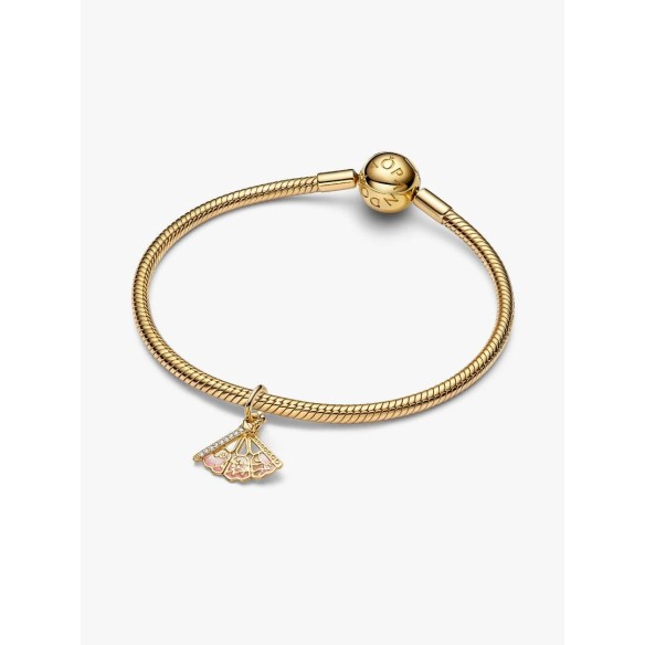 Disney Mulan fan 14k gold-plated dangle with clear cubic zirconia and