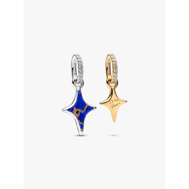 Star duo sterling silver and 14k gold-plated splittable dangle with im