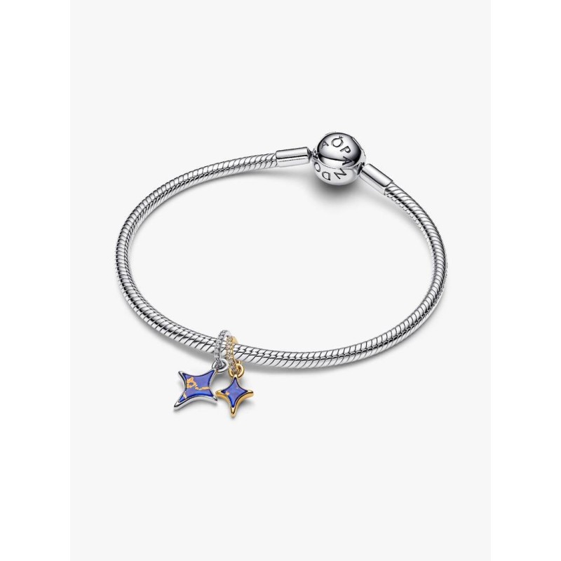 Star duo sterling silver and 14k gold-plated splittable dangle with im
