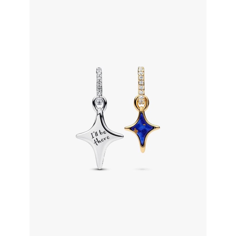 Star duo sterling silver and 14k gold-plated splittable dangle with im