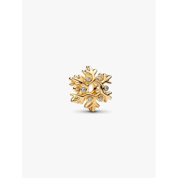 Snowflake 14k gold-plated charm with clear cubic zirconia