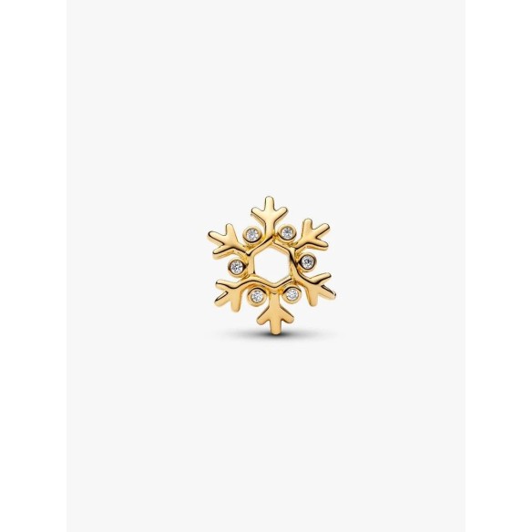 Snowflake 14k gold-plated charm with clear cubic zirconia