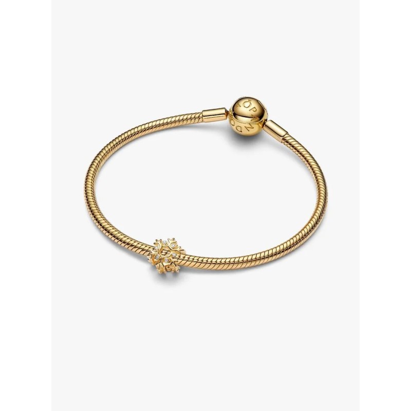 Snowflake 14k gold-plated charm with clear cubic zirconia