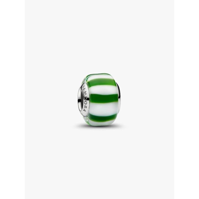 Platinum-plated charm with green and white Murano glass
