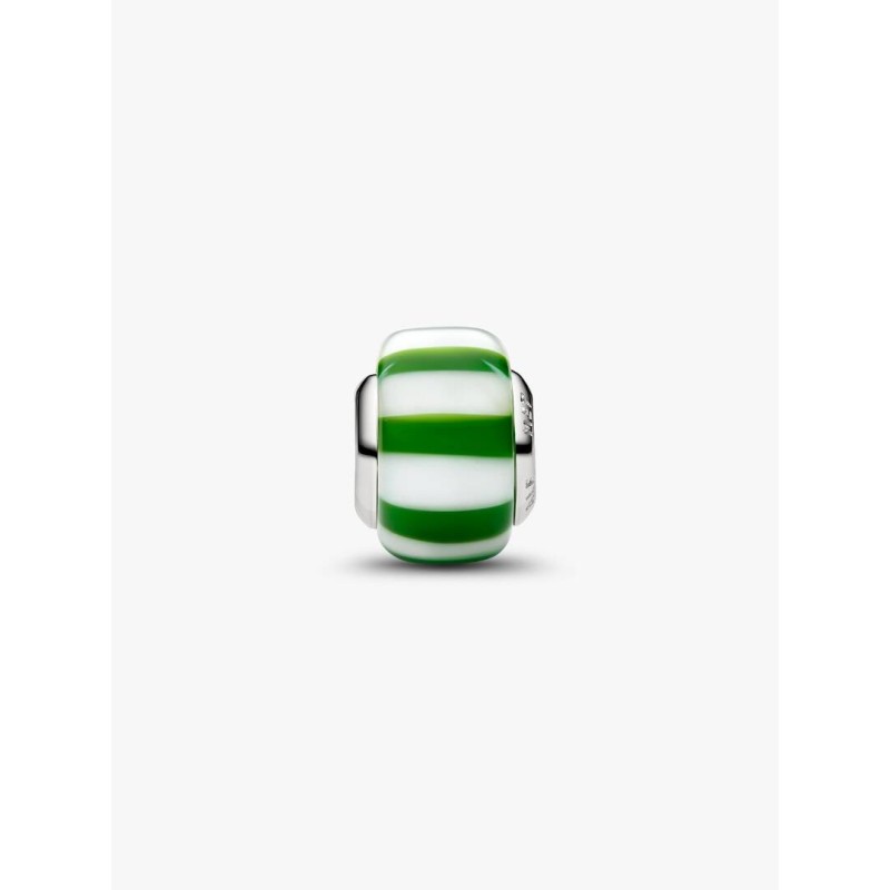 Platinum-plated charm with green and white Murano glass