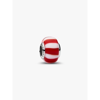 Platinum-plated charm with red and white Murano glass