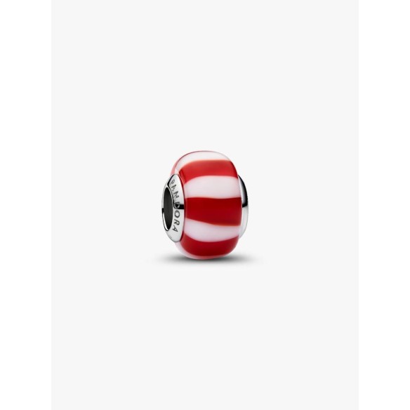 Platinum-plated charm with red and white Murano glass