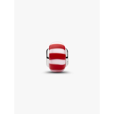 Platinum-plated charm with red and white Murano glass 2
