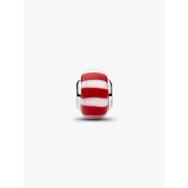 Platinum-plated charm with red and white Murano glass